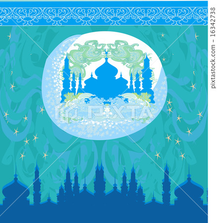 artistic pattern background with moon and mosque artistic pattern background with moon and mosque 16342738