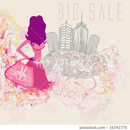 abstract fashion girl Shopping - illustration 16342778