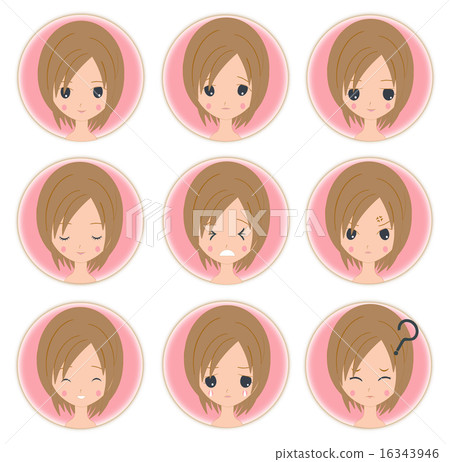 一個女孩的面部表情 一個女孩的面部表情 16343946