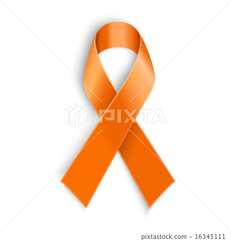 orange ribbon on white background. 16345111