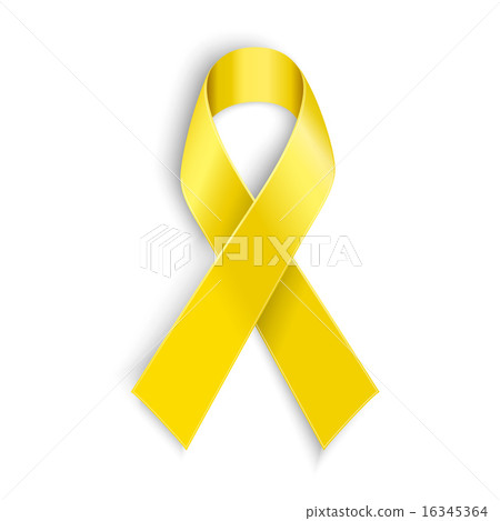 Yellow awareness ribbon on white background. 16345364