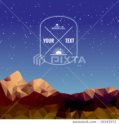 Low polygonal mountains at night 16345972