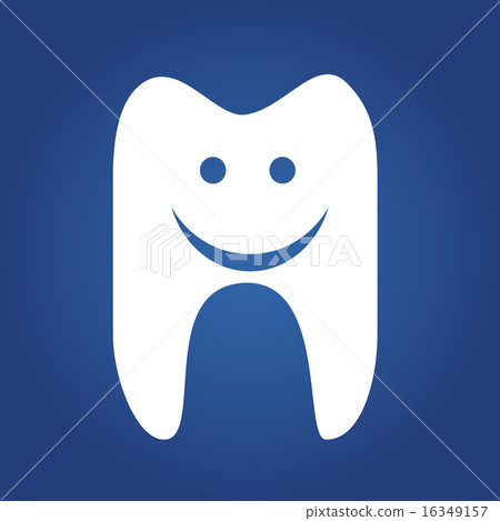 tooth, flat icon isolated on a blue background... - Stock Illustration ...