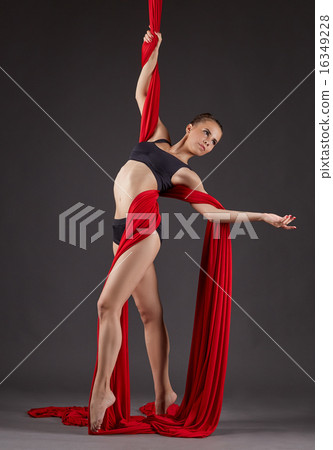 Magnificent female dancer on aerial silks Magnificent female dancer on aerial silks 16349228