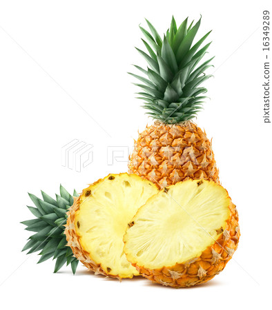 Pineapple and half pieces isolated on white 16349289