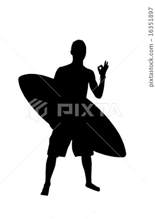 Silhouette of surfer with surf board Silhouette of surfer with surf board 16351897