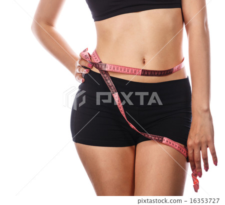 Girl measuring waistline. Girl measuring waistline. 16353727