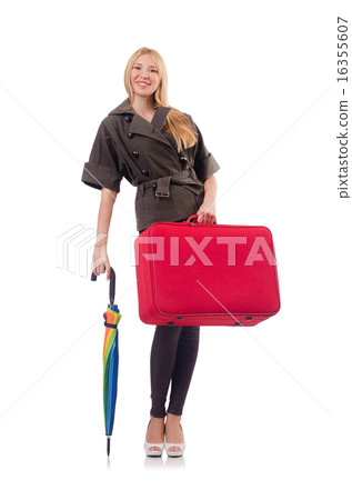 Woman preparing for vacation with suitcase Woman preparing for vacation with suitcase 16355607