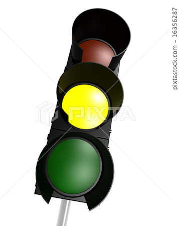 Traffic light with yellow on Traffic light with yellow on 16356287
