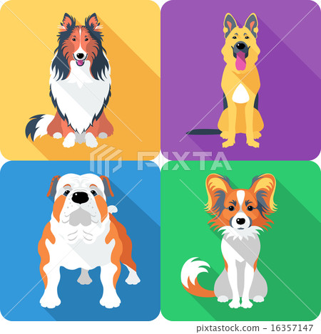 Set dog head icon flat design  16357147