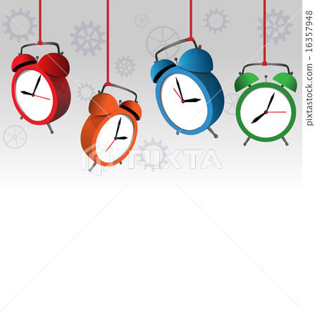 alarm clocks on gray 16357948