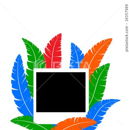 Photo frame with colored feathers Photo frame with colored feathers 16357989
