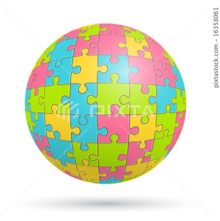 Puzzle Jigsaw Sphere Isolated on White 16358061