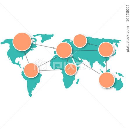 World Map with Circle Information Marks on White 16358095