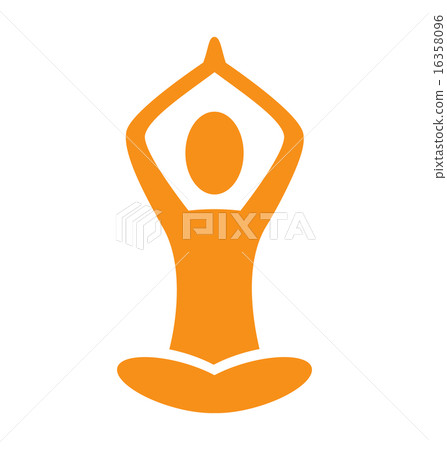 Orange emblem Yoga pose isolated on white 16358096