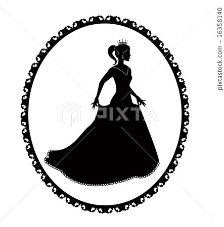 Princess silhouette in long dress and retro frame 16358140
