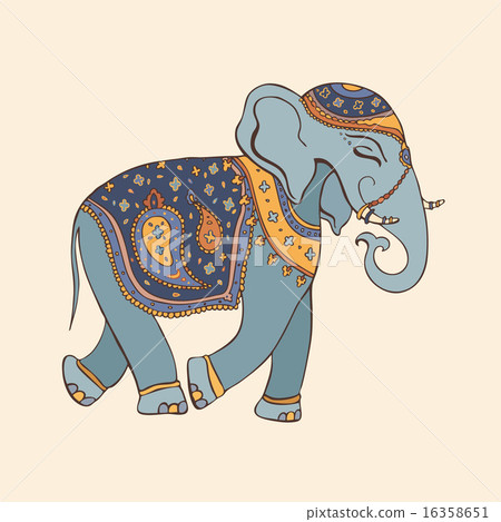 Elephant. Indian style. Decorative Vector illustration. Elephant. Indian style. Decorative Vector illustration. 16358651