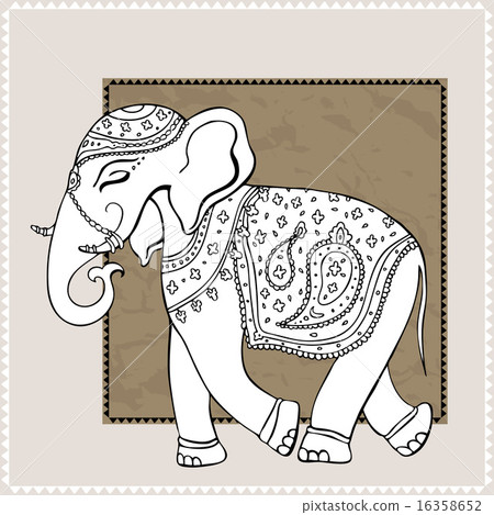Elephant. Indian style. Decorative Vector illustration. Elephant. Indian style. Decorative Vector illustration. 16358652