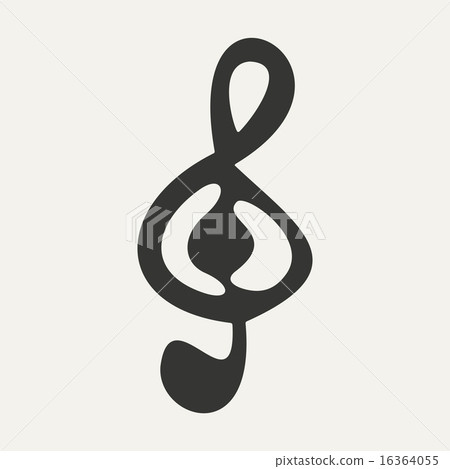 Flat in black and white mobile application treble clef 16364055