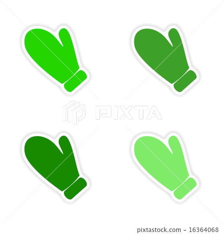 assembly realistic sticker design on paper oven-glove 16364068