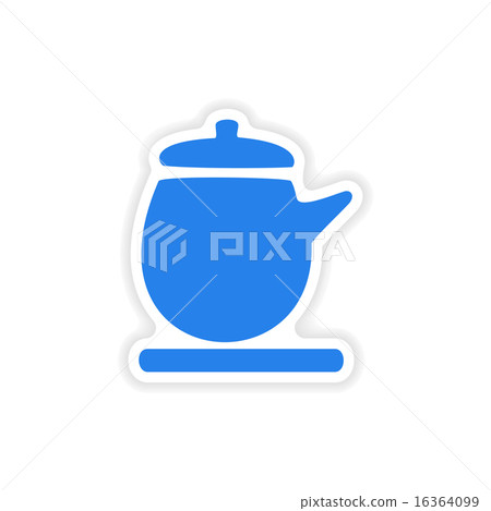 icon sticker realistic design on paper kettle 16364099