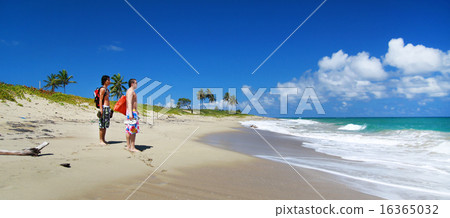 Two boys on caribbean beach Two boys on caribbean beach 16365032