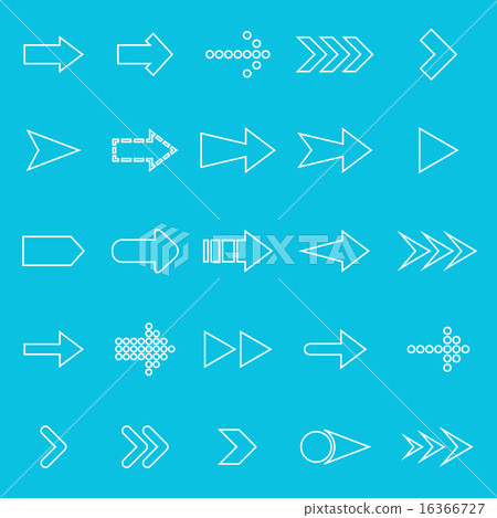 Arrow line icons on blue background 16366727