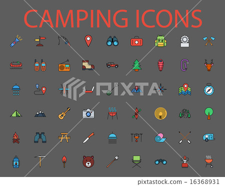 Camping flat vector icon set - Stock Illustration [16368931] - PIXTA