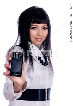 Pretty woman showing mobile 16369670