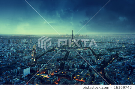 Paris skyline at sunset, France 16369743