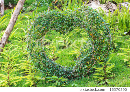 Heart decorated tree in the garden 16370290