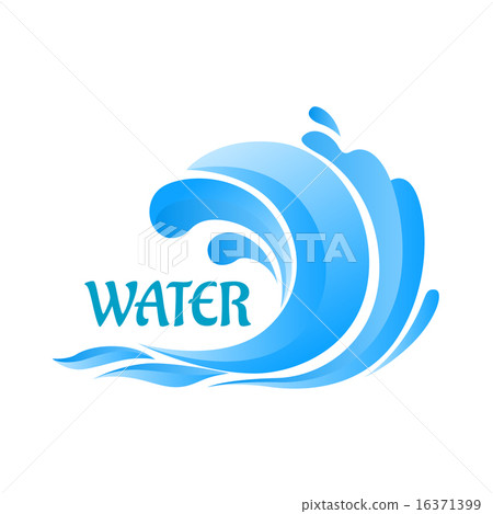 Sea wave symbol with water splashes Sea wave symbol with water splashes 16371399
