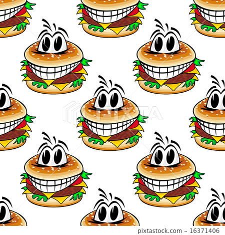 Crazy fast food cheeseburgers seamless pattern 16371406