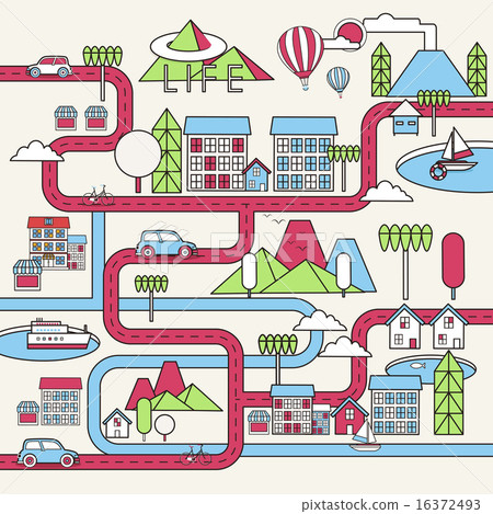 cityscape, map, illustration - Stock Illustration [16372493] - PIXTA