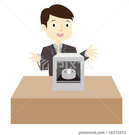 A businessman printing a three-dimensional object using a 3D printer 16373833