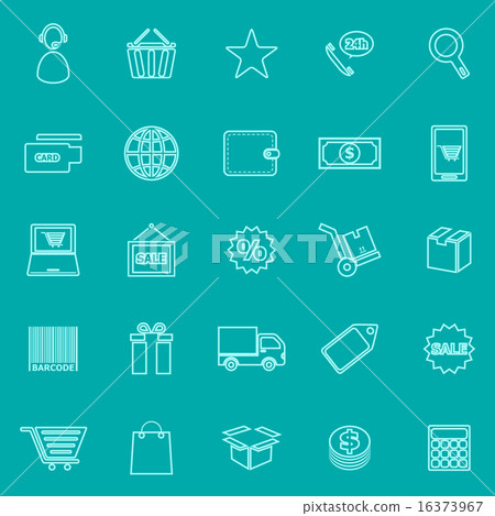 E-commerce line icons on green background E-commerce line icons on green background 16373967