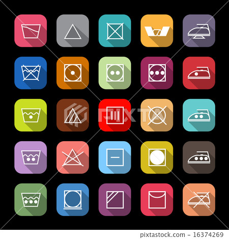 Fabric care line icons with long shadow 16374269