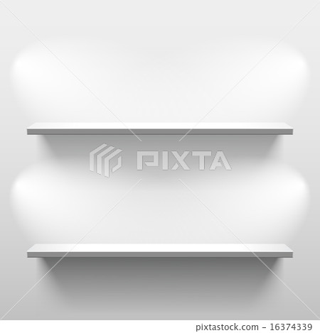Shelves with shadow in empty white room - Stock Illustration [16374339 ...