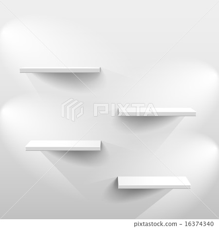 Shelves with shadow in empty white room - Stock Illustration [16374340 ...