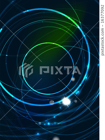 Abstract color glowing lines in dark space with stars and light effects - futuristic circle Abstract color glowing lines in dark space with stars and light effects - futuristic circle 16377092