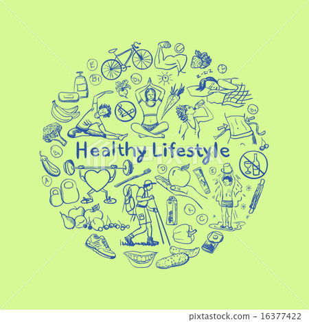 圖庫插圖: hand drawn healthy lifestyle concept