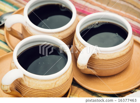 Three ceramic cups of coffee Three ceramic cups of coffee 16377463