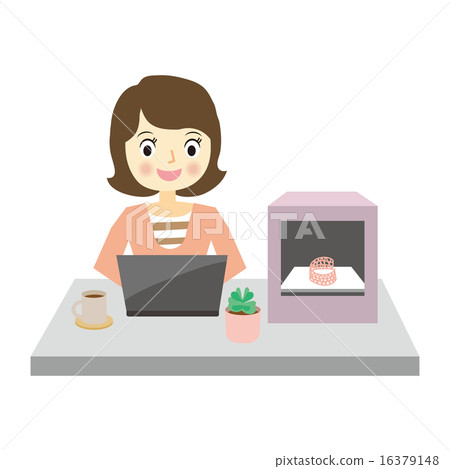 A woman printing a three-dimensional object using a 3D printer A woman printing a three-dimensional object using a 3D printer 16379148