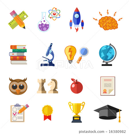 Online Education Flat Icon Set - Stock Illustration [16380982] - PIXTA
