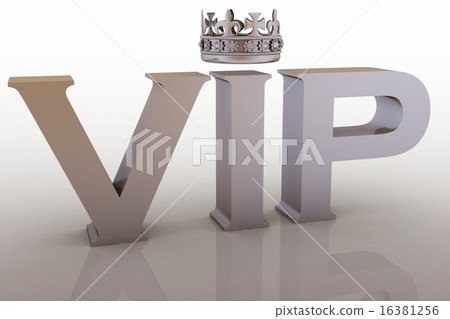 VIP abbreviation with a crown. 3D text. 16381256