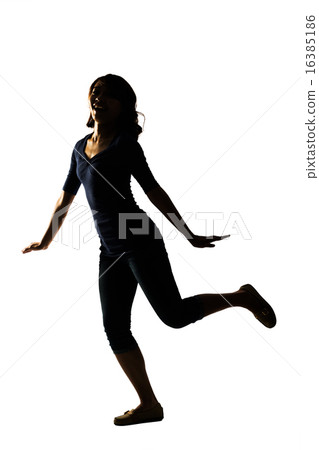 Silhouette of young Asian woman Silhouette of young Asian woman 16385186