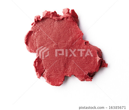 Red colour lipstick stroke on white paper Red colour lipstick stroke on white paper 16385671