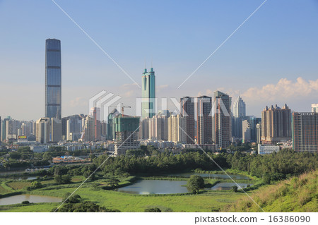 China's Shenzhen city from hong kong view 16386090