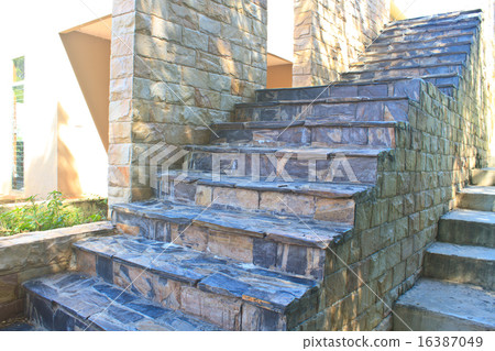 modern exterior building with stone Brick Wall modern exterior building with stone Brick Wall 16387049