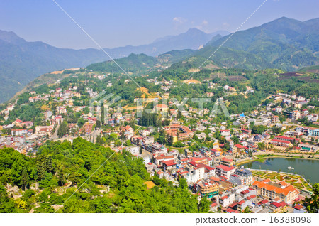 Sapa town in green valley, Vietnam 16388098